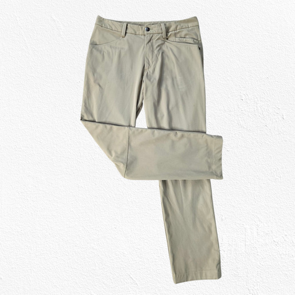 Lululemon Beige Khaki ABC Pants Tech Chino Slim Fit Business Casual Pant Size 32 - Picture 1 of 8